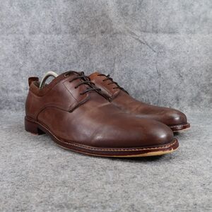 Aston Grey Shoes Men 9 Oxford Derby Leather Brown Plain Toe Dress Formal Classic